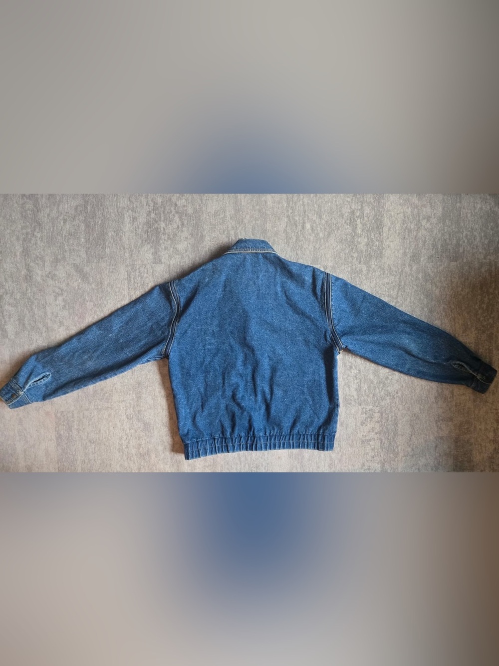 Vintage 80’s Jordache Denim Bomber Jacket M Two Toned Zip Blue Jean Pockets - Picture 2 of 9